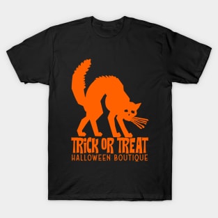 Trick or Treat Black Cat - Orange T-Shirt